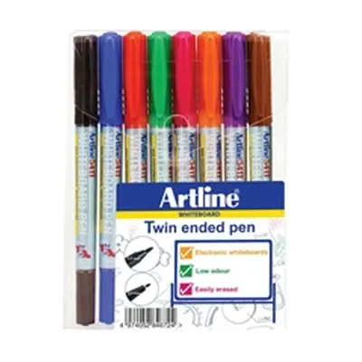 Artline 2-in-1 Whiteboard Marker Fine/Superfine Assorted (8 Pack)