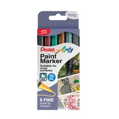 Pentel Paint Marker Fine Bullet Tip Assorted Metallic (Pack of 6)