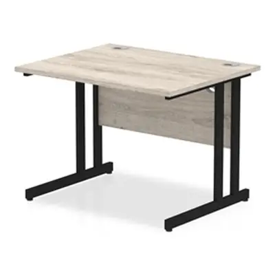 Impulse 1000 x 800mm Straight Desk Grey Oak Top Black Cantilever Leg