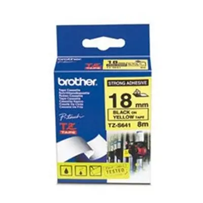 Brother P-Touch TZe Laminated Tape 18mm x 8m Black on Yellow TZES641