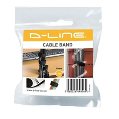 DLine Cable Tidy Band Reusable Hook and Loop Black CTTAPE20001