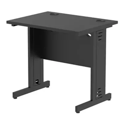 Impulse 800x600mm Straight Desk Black Top Black Cable Managed Leg