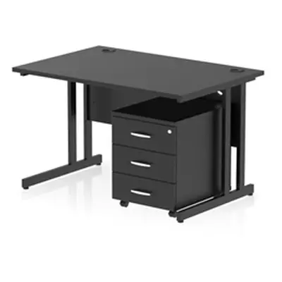 Impulse 1200x800 Desk Black/Black Cantilever Leg 3 Drawer Mobile Ped