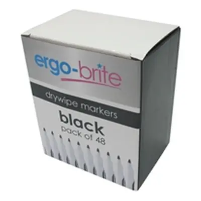 Ergo-Brite Drywipe Marker Rubber Grip Black (48 Pack)