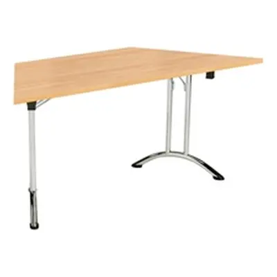 One Union Folding Table 1600x800 Silver Frame Beech 2 Trapezoidal Top