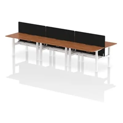 Air B2B 1400x800 Adjustable 6P Bench Desk Scallop Walnut/White +Screen