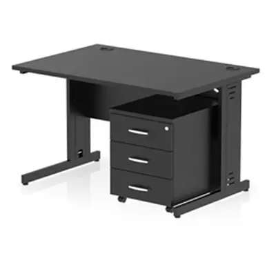 Impulse 1200x800 Desk Black/Black Cable Managed Leg 3 Dr Mobile Ped