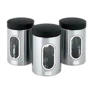 Kitchen Canisters Set of 3 Silver Stainless Steel KZOCS