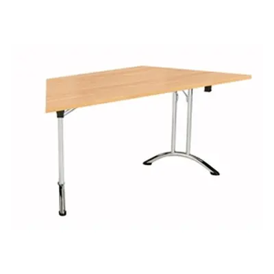 One Union Folding Table 1600x800 Chrome Frame Beech 2 Trapezoidal Top