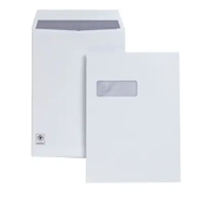 Plus Fabric Press Seal Pocket Window White Envelopes C4 [Pack 250]