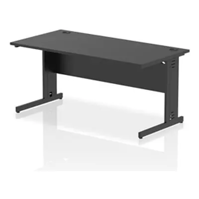 Impulse 1600x800mm Straight Desk Black Top Black Cable Managed Leg