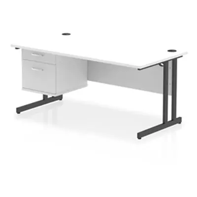 Impulse 1600x800 Desk Cantilever Leg White/Black 1x2 Drawer Fixed Ped