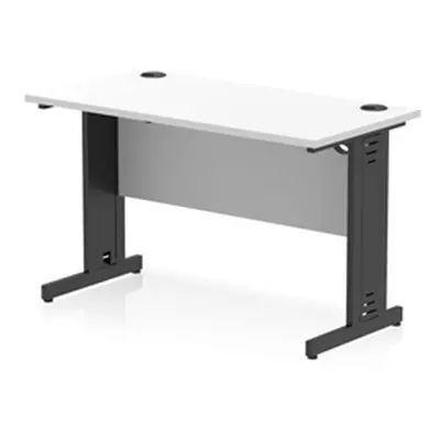 Impulse 1200x600mm Straight Desk White Top Black Cable Managed Leg