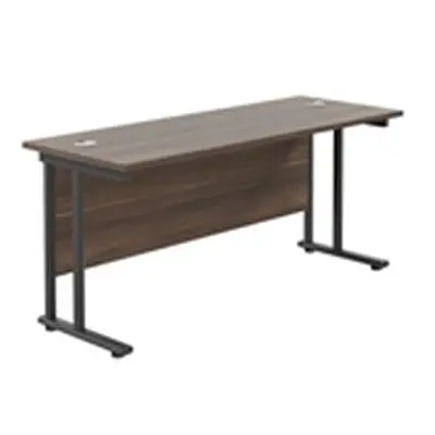 1800x600 Twin Upright Rectangular Desk Dark Walnut-Black