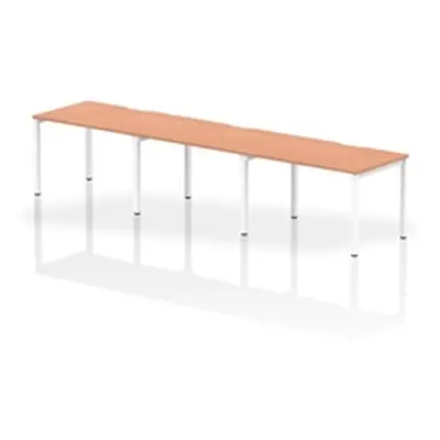 Evolve Single White Frame Bench Desk 1200 Beech (3 Pod) - BE398