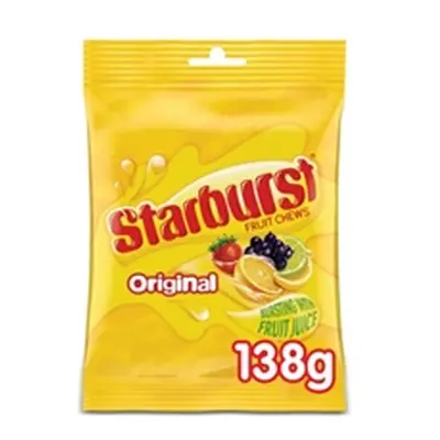 Starburst Chewy Sweets Fruit Flavour Pouch Bag 138g (Pack of 12)