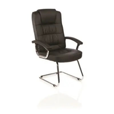 Moore Deluxe Visitor Cantilever Chair Black Leather With Arms - KC0152