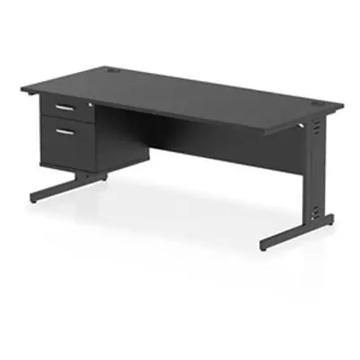 Impulse 1800x800 Desk Black/Black Cable Managed Leg 2 Dr Fixed Ped