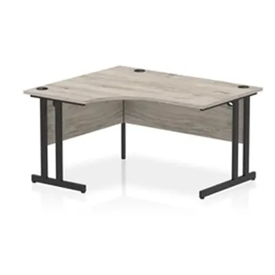 Impulse 1400 LH Crescent Desk Grey Oak/Black Cantilever Leg