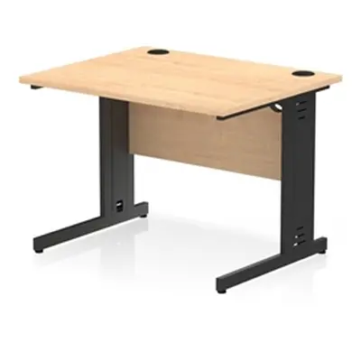 Impulse 1000x800mm Straight Desk Maple Top Black Cable Managed Leg