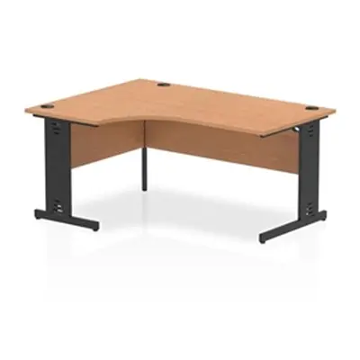 Impulse 1600 LH Crescent Office Desk Oak Top Black Cable Managed Leg