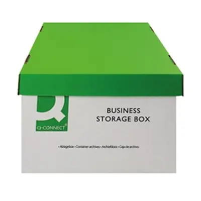 Q-Connect Business Storage Box 335x400x250mm Green and White (10 Pack)