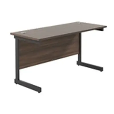 1200x600 Single Upright Rectangular Desk Dark Walnut-Black