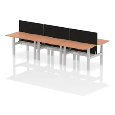 Air B2B 1200x800 Adjustable 6P Bench Desk Scallop Beech/Silver +Screen