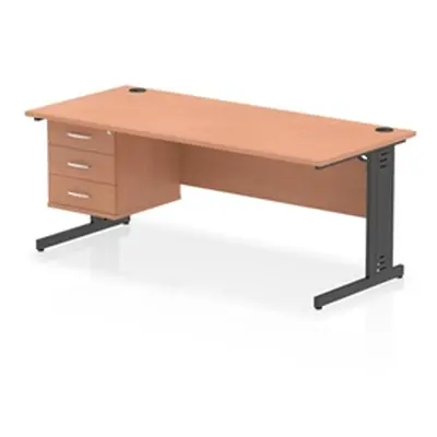 Impulse 1800x800 Desk Beech/Black Cable Managed Leg 3 Dr Fixed Ped