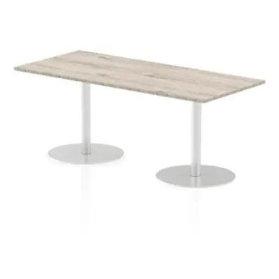 Italia 1800x800mm Poseur Rectangular Table Grey Oak Top 725mm High Leg