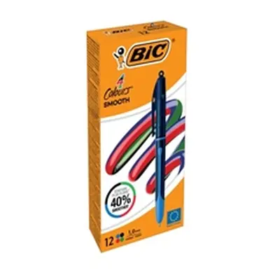 Bic 4 Colours Pro Ballpoint Pen Black Barrel Medium (Pack of 12)