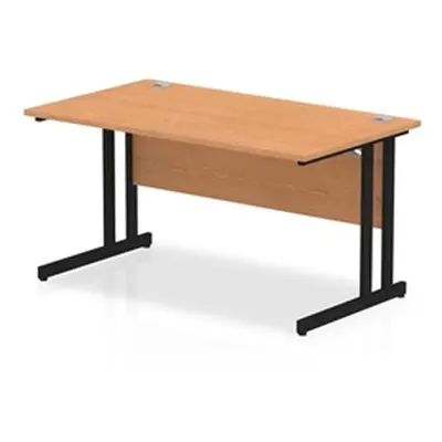 Impulse 1400 x 800mm Straight Desk Oak Top Black Cantilever Leg