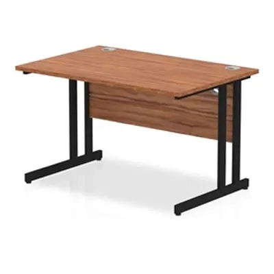 Impulse 1200 x 800mm Straight Desk Walnut Top Black Cantilever Leg