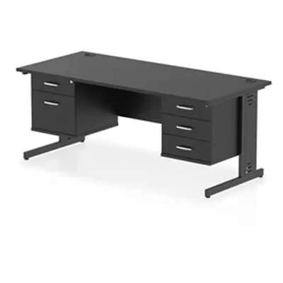 Impulse 1800x800 Desk Black/Black Cable Managed 2&3 Drawer Fixed Peds