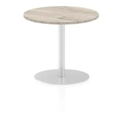 Italia 600mm Poseur Round Table Grey Oak Top 725mm High Leg