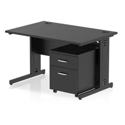 Impulse 1200x800 Desk Black/Black Cable Managed Leg 2 Dr Mobile Ped