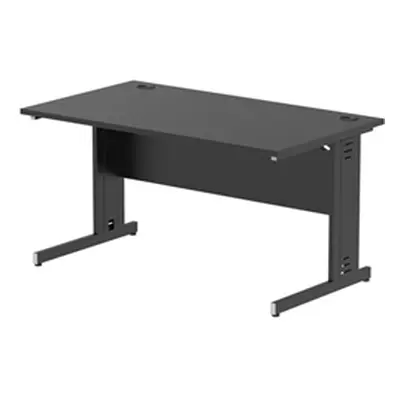 Impulse 1400x800mm Straight Desk Black Top Black Cable Managed Leg