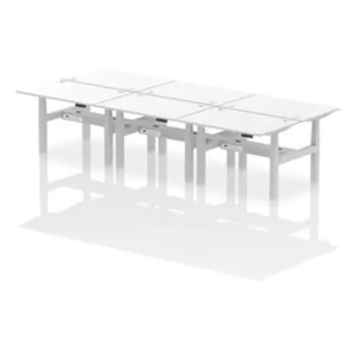 Air B2B 1200x800mm Height Adjustable 6P Bench Desk CP White/Silver