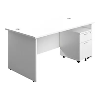 1600X800 Panel Rectangular Desk White + 2 Drawer Ped