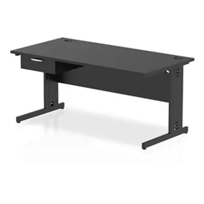 Impulse 1600x800 Desk Black/Black Cable Managed Leg 1 Dr Fixed Ped