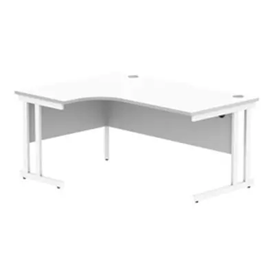 Office LH Corner Desk Steel Double Cantilever 1600X1200 White/White