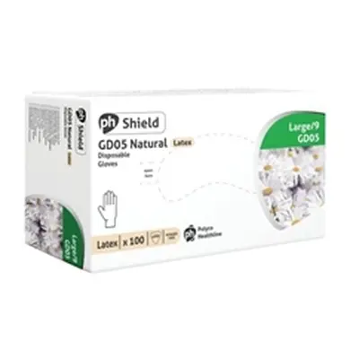 Shield Powder-Free Natural Latex Large Gloves (100 Pack)