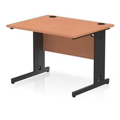 Impulse 1000x800mm Straight Desk Beech Top Black Cable Managed Leg