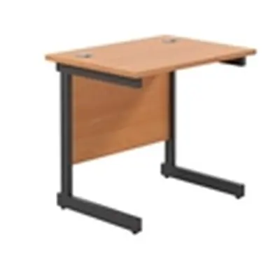 800x600 Single Upright Rectangular Desk Beech-Black