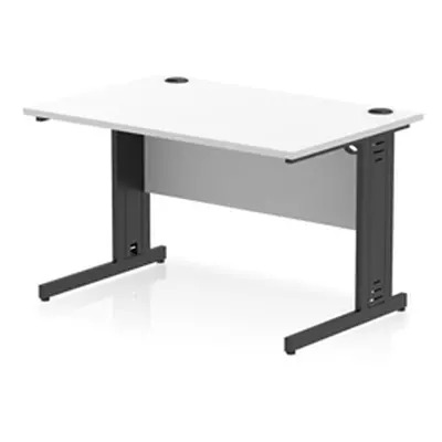 Impulse 1200x800mm Straight Desk White Top Black Cable Managed Leg