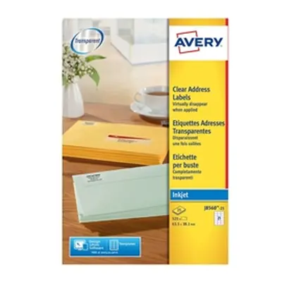 Avery Clear Address Labels 21/Sheet 63.5x38.1mm J8560-25 [525 Labels]