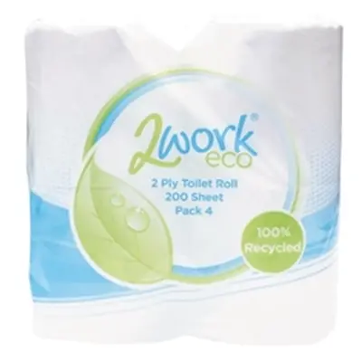 2Work Recycled 2-Ply Toilet Roll 200 Sheets (36 Pack) KF03809