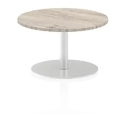 Italia 600mm Poseur Round Table Grey Oak Top 475mm High Leg