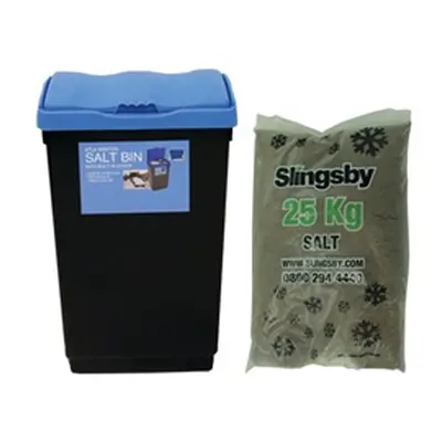 Economy Salt and Grit Bin Kit Black/Blue 47L with 25kg Brown Salt