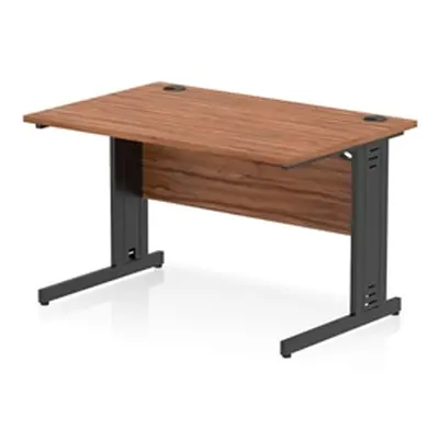 Impulse 1200x800mm Straight Desk Walnut Top Black Cable Managed Leg